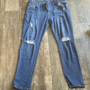 Dark Blue Distressed Skinny Jeans